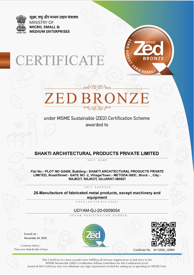 MSME Sustainable (ZED) Bronze Certification